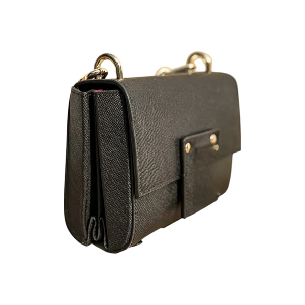 Classic Black Textured Crossbody Bag