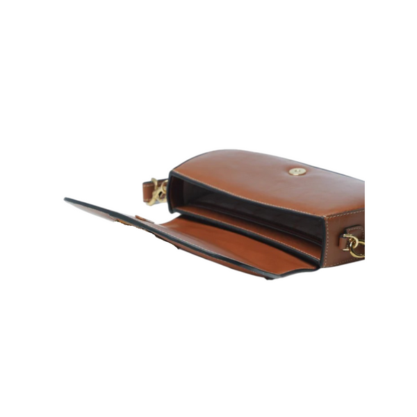 Classic Brown Leather Baguette Bag