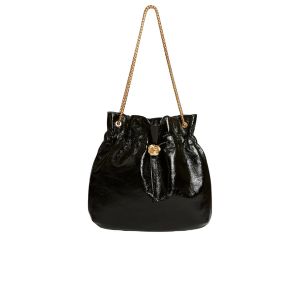Elegant Black Drawstring Shoulder Bag