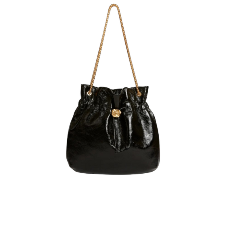 Elegant Black Drawstring Shoulder Bag