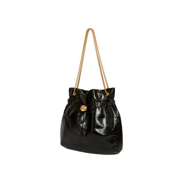 Elegant Black Drawstring Shoulder Bag