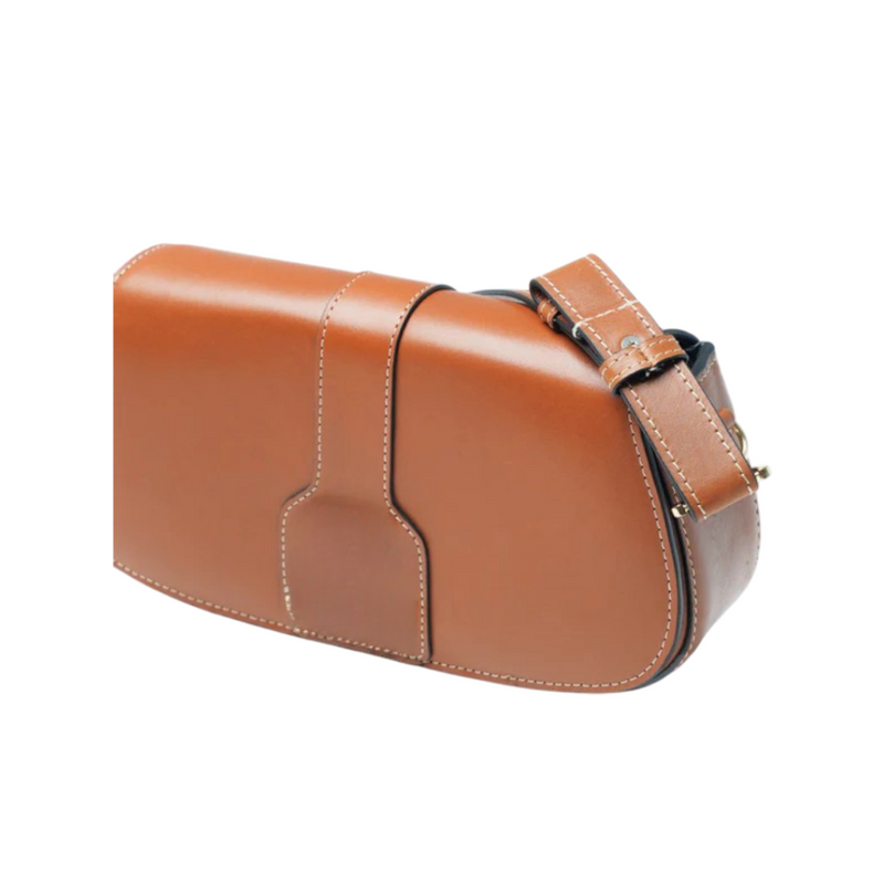 Classic Brown Leather Baguette Bag