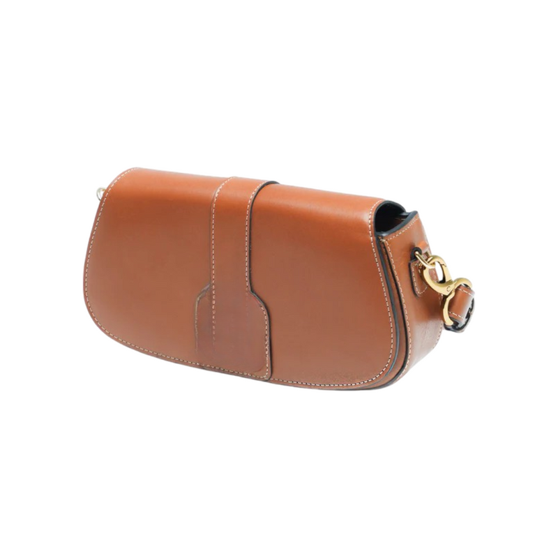 Classic Brown Leather Baguette Bag